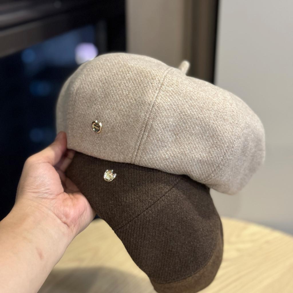 Autumn Woolen Beret Women's Face Revealing Small Versatile Casual Painter Hat Retro British Style Newsboy Hat