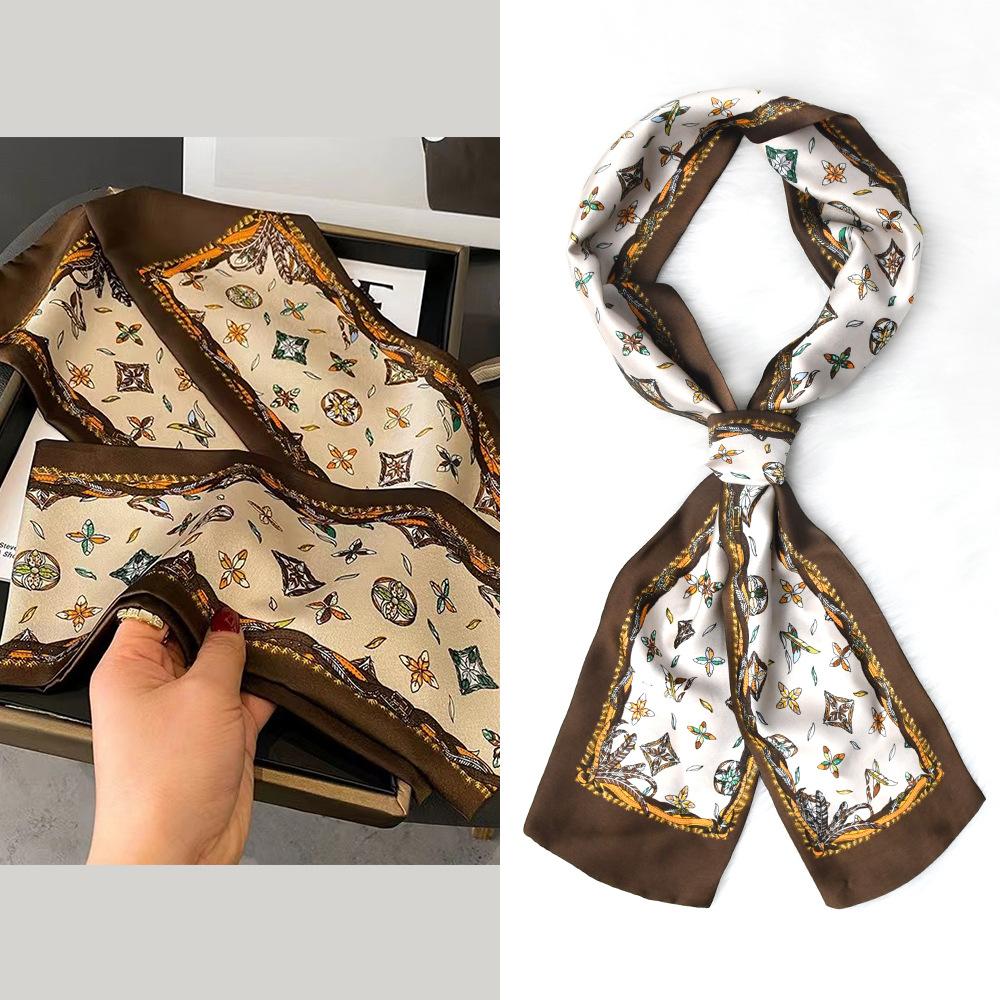 Luxury Design Horse Print Silk Sexy Scarf Women Soft Satin Hairband Neckerchief Office Hijab Headband Foulard Gift