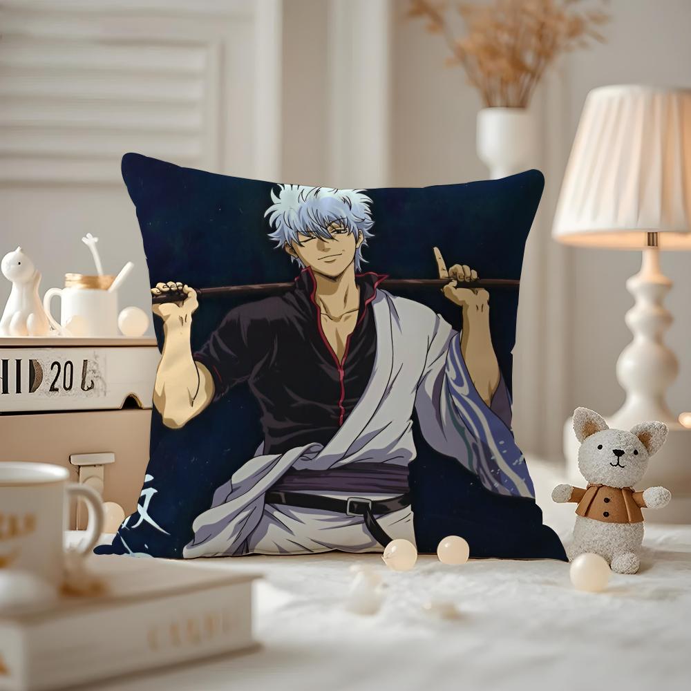 Husa de Pernă Anime Gintama Husa de Pernă Anti-acarieni Fermoar Invizibil Pluș Scurt Mătăsos Husa de Pernă pentru Canapea