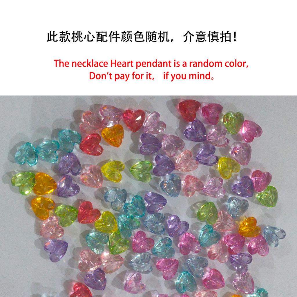Accessories, Sweet Angel Cross Chain Necklace, Contrast Color Imitation Crystal Heart Multi-layer Necklace for Women