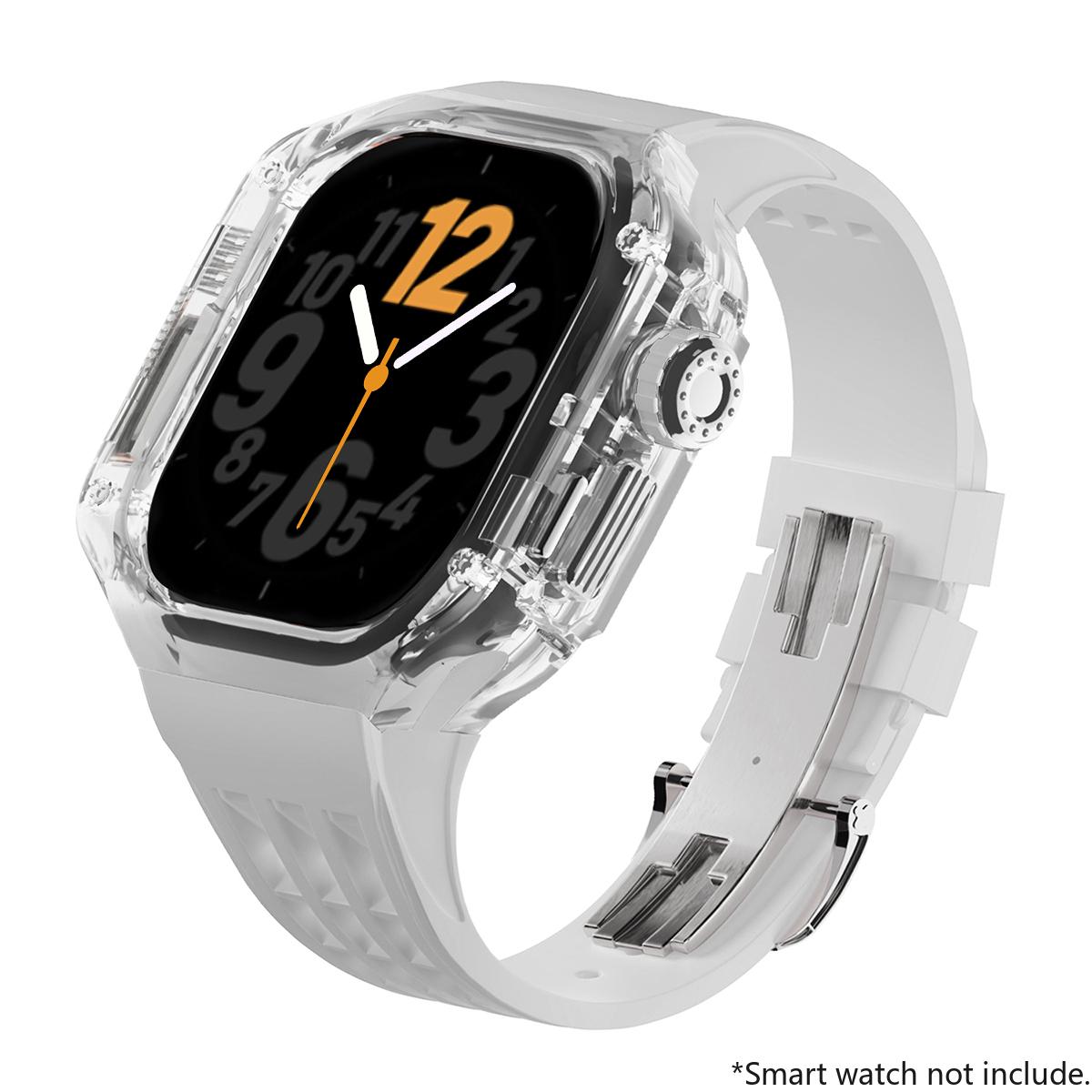 

Роскошный прозрачный чехол для Apple Watch Ultra 3 2 1 49 мм, комплект для мода, ремешок с пряжкой из нержавеющей стали для iWatch 8 7 6 5 4, модификация 49mm-For Ultra 3