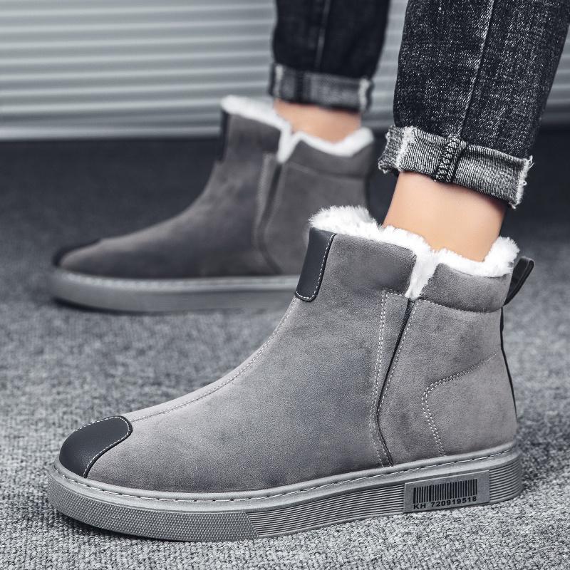 Winter Men Boots Snow Boots Man Plush Keep Warm Outdoor Round Head Black Men's Platform Ankle Boot Fashion Designer Shoes