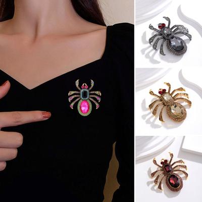 Unisex Vintage Übertriebene Brosche Spinnenförmige Kunstkristall Brosche Anstecknadel Tierform Abzeichen Zubehör
