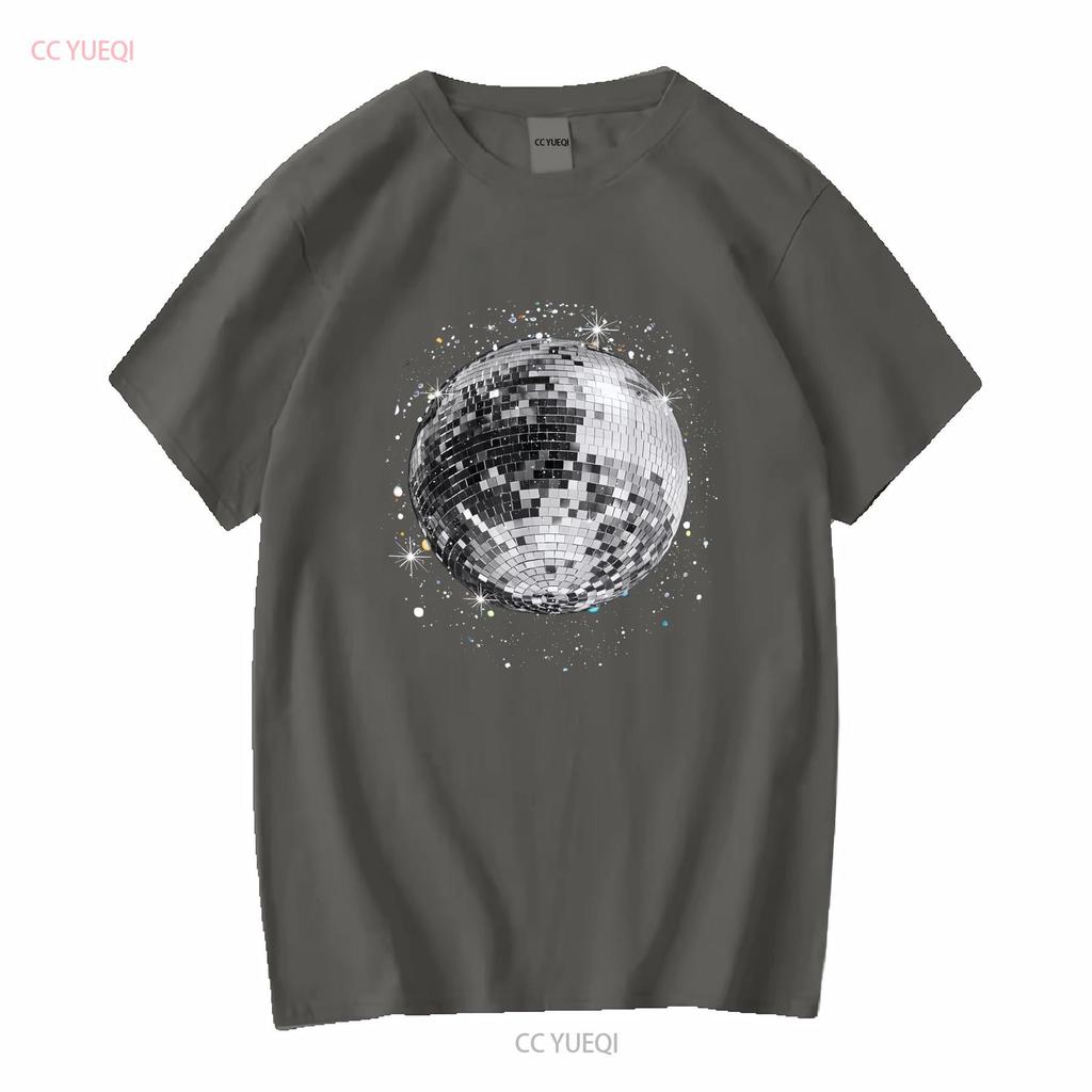 Black and White Disco Ball Club Retro T Shirt  vintage Washed homme Soft streetwear designer clothes Versatile Breathable