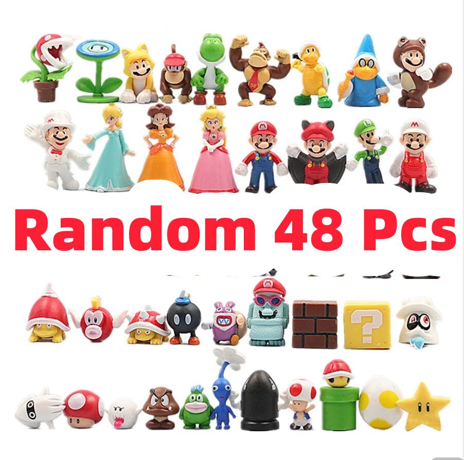 

12Pcs/24Pcs/48Pcs Bros Action Figures Kawaii Bowser Anime Figurine With Storage Bag For Kids Toy For Kidss Gifts