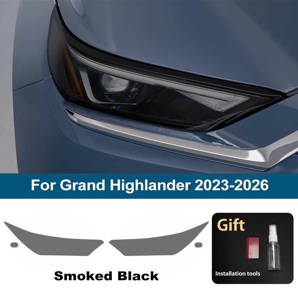 

Anti-Scratch High-Gloss Car Headlight Protective Film For Toyota Grand Highlander 2026-2026 Smoke Black Pre Cut Vinyl Wrap Film For 23-26 SMK