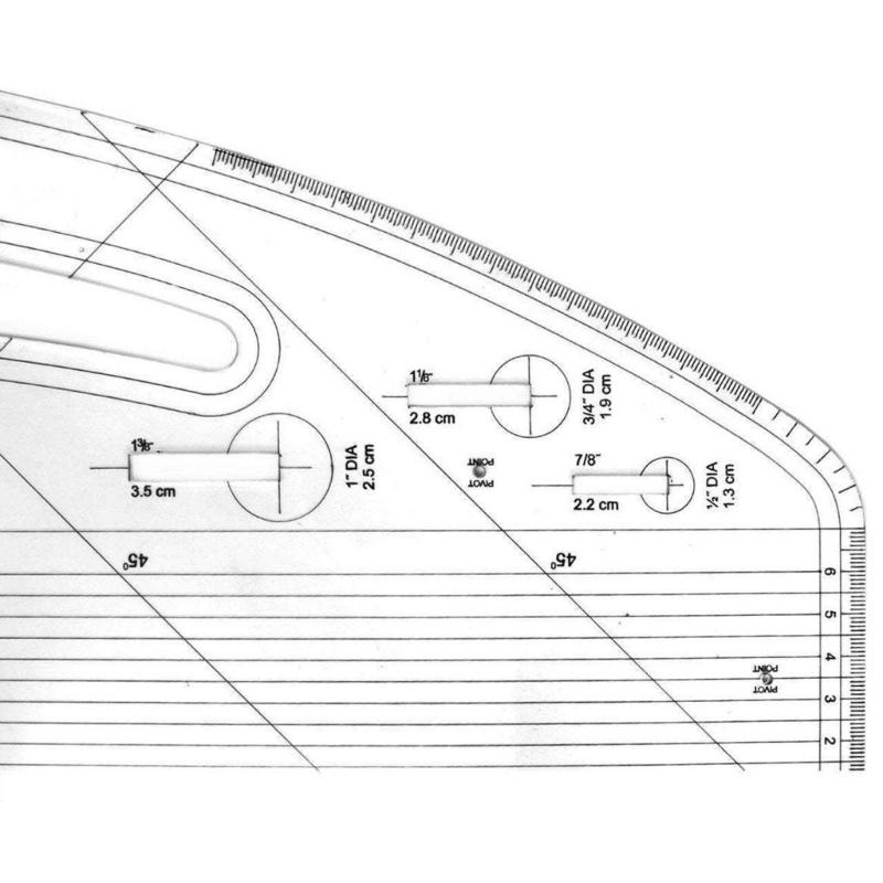 Riglă Acrilică Transparentă pentru Croitorie, Șablon de Cusut, Instrument cu 5 Decupaje Rotunde pentru Butoni și 3 Fante Ochet pentru Meșteșugărit