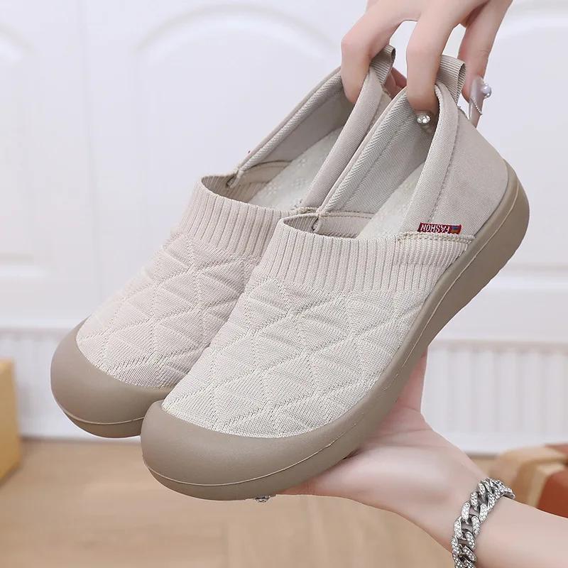 Spring Autumn Women's Soft Bottom Fashion Mom Shoes Lightweight Comfortable Anti-slip Work Shoes Slip-On Single Shoes