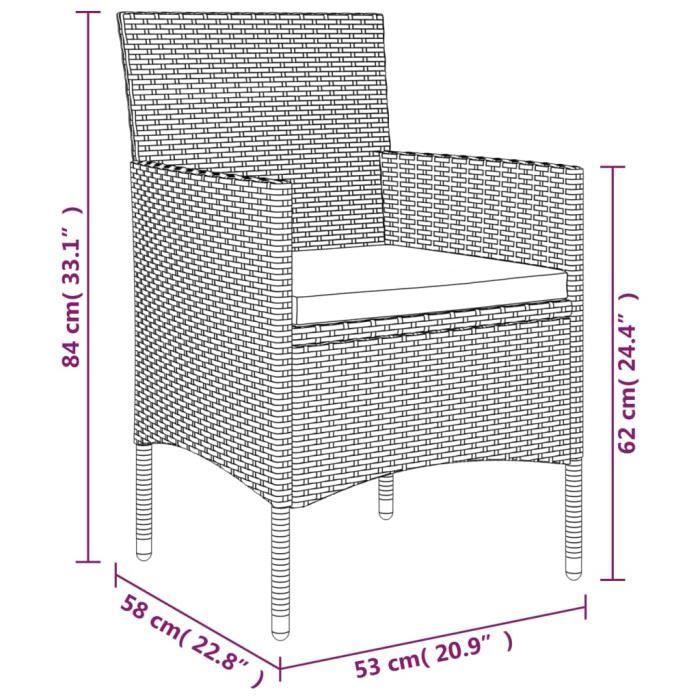 3156600 vidaXL Ensemble de salle à manger de jardin avec coussins 5 pcs Noir