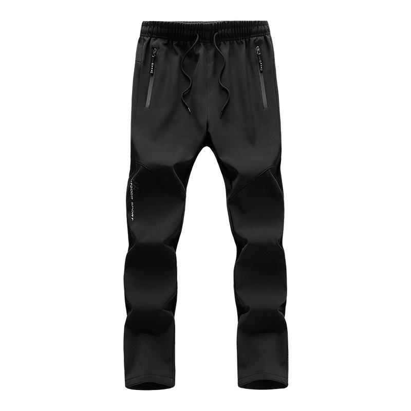 

Зимние брюки с эластичным поясом, мужские водонепроницаемые спортивные брюки для альпинизма на открытом воздухе, повседневные брюки из эластичного бархата M чёрный