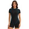 European and American short-sleeved sports swimsuit women's one-piece flat-angle surf suit sun protection zipper swimsuit