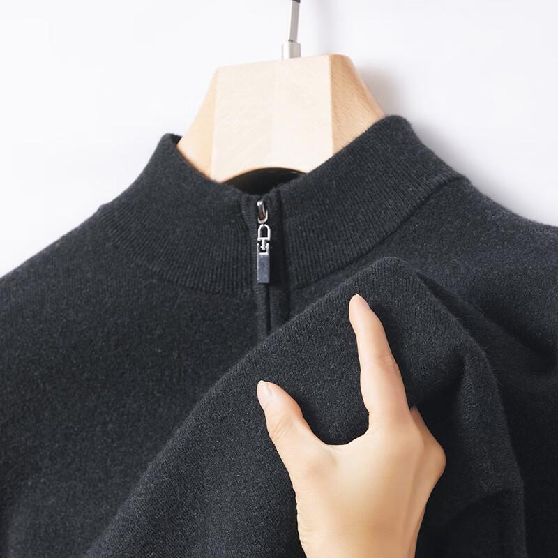 Yiliteng Men's 100% Wool Half-Zip Pullover Sweater