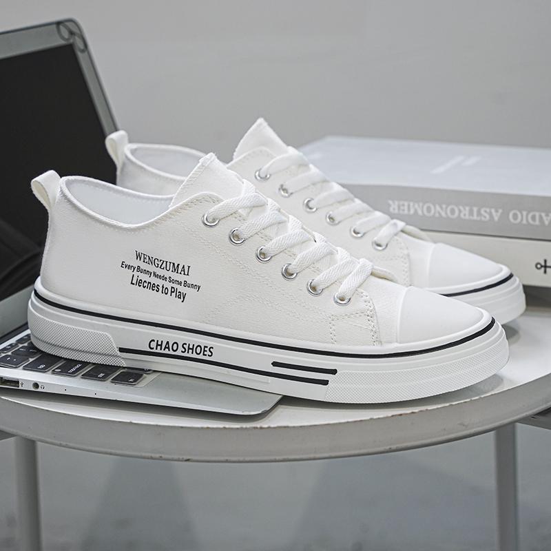 New Men's Fashion Low Top Skateboarding Canvas Breathable Shoes Students Boys Male Casual Comfortable Soft Sole Trending Sneakers