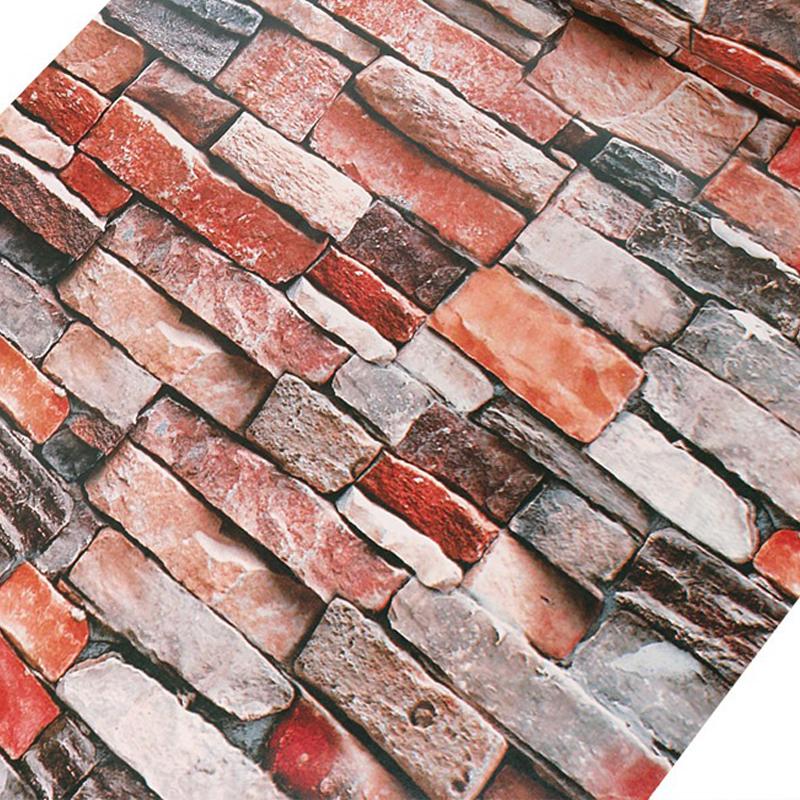 10M Brick Wallpaper Table Cabinet Transformation Wood Grain Waterproof PVC Peel And Stick Background Self Adhesive Wall Sticker