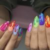 Colorful Press On Nails Almond Fake Nails with Designs Reusable False Nails Press Ons Glossy Full Cover Acrylic Glue On Nails Stick On Nail for Women