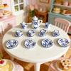1:12 Miniature Ceramic Tea Set Gold Edge Collection Realistic Mini Teapot Cups And Saucers Micro Scene Decor for DIY Projects Collectors Kids