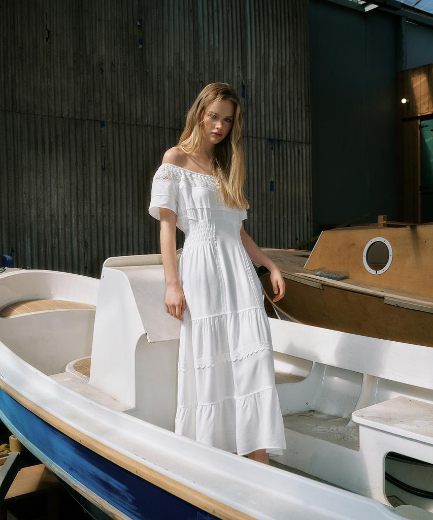Green Butter Prairie 2-Way Dress (Ivory)