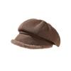 Thick Plush Octagonal Hat Women's British Solid Color Painter Hat Autumn Winter Newsboy Hat