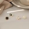 Japanese-Korean Geometric Square Stud Earrings - Minimalist Cold Style for Women
