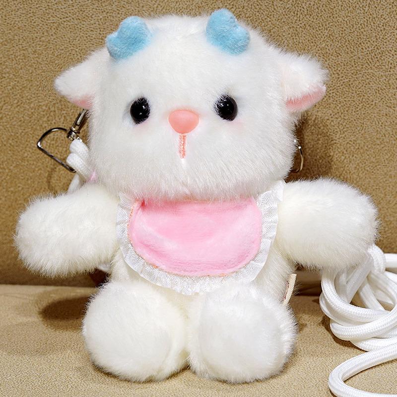 15Cm Cartoon Animals Plush Pendant  Cross Body Phone Support Plushie Stuffed Rabbit Lamb Bear Penguin Small Plushie Gift