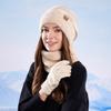 3pcs Acrylic Scarf Gloves Stay Cozy And Womens Winter Hat Set 3pack/lot Knitted screen Gloves Men And Women 3-in-1