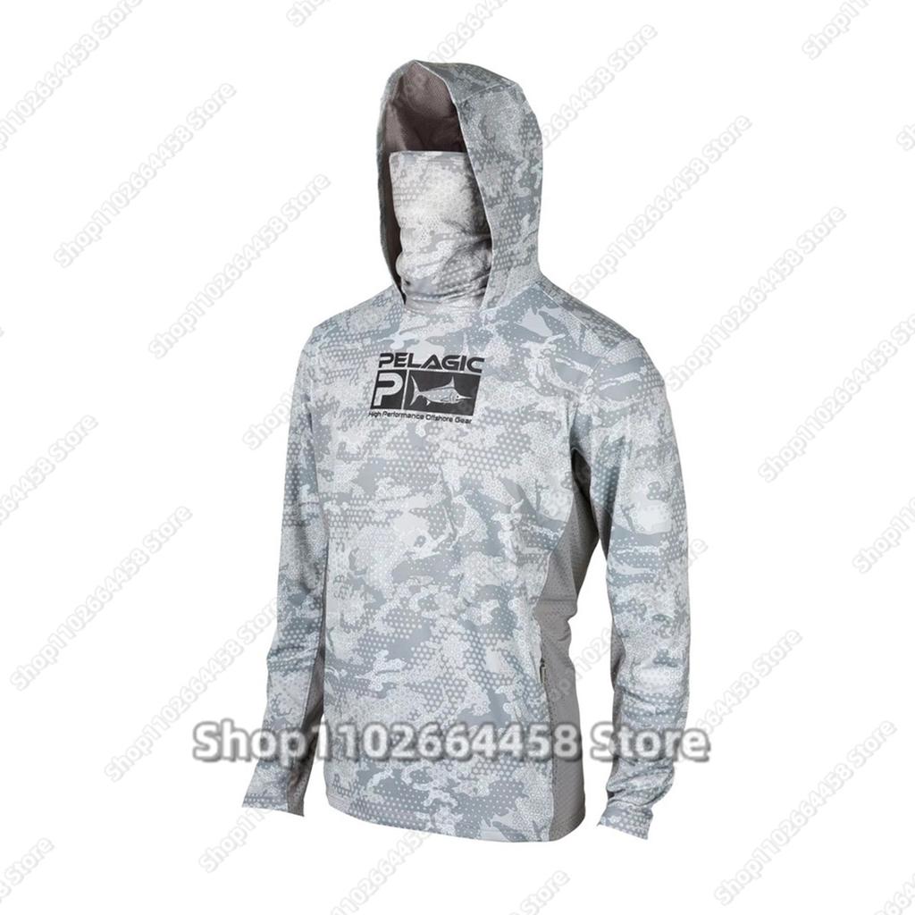 PELAGIC camouflage fishing suit for men and women long-sleeved mask hoodie sun protection breathable fishing suit can be