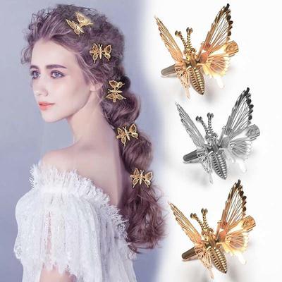 10pcButterfly Shaped Hair Clips Metal Hollow Metallic Flying for Butterfly Barre