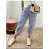 Women Striped Patchwork Loose Casual Long Pants