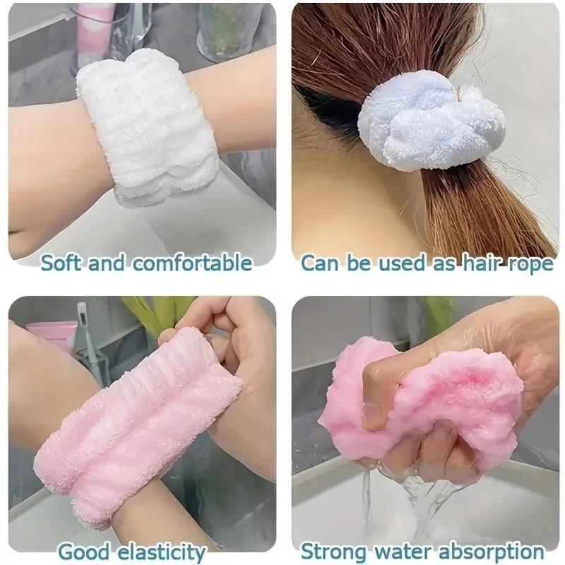 2PCS Spa Wrist Washband Reusable Soft Microfiber Wash Towel Band Wristbands for Women Washing Face Absorbent Wrist Sweatband