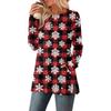Women's Checkered Printed Round-neck Long-sleeved Top With Pockets And Side Slits