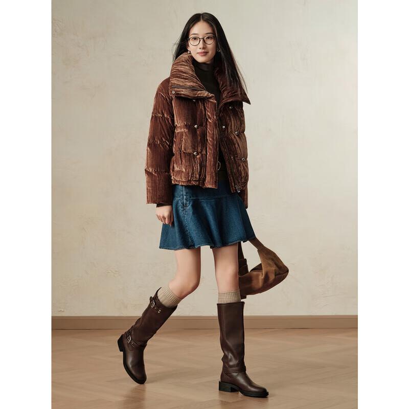 Annakol Meilade Women's Velvet Lapel Short Down Jacket