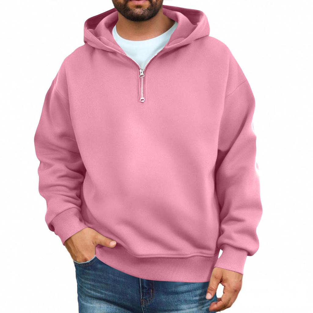 Men's Casual Zippered Hoodie Loose Fit Sweatshirt for Everyday Wear