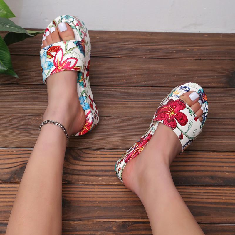 Womens High Heels Sandal Thick Bottom Casual Shoes Ladies Leisure Summer Flat Sandals Women Shoes Trendy Platform Mules Slippers