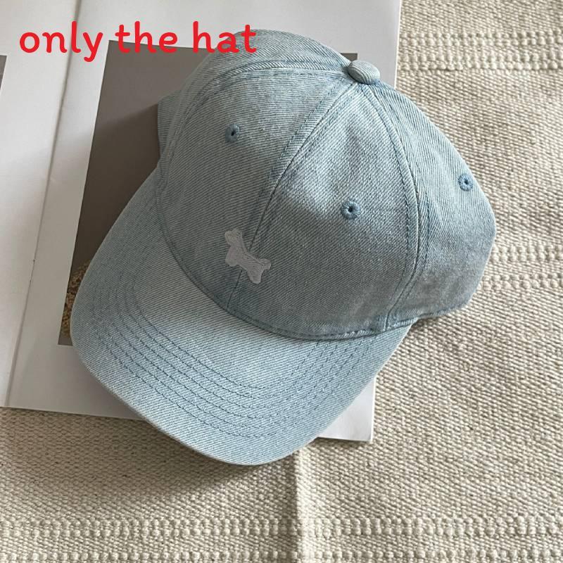 

Denim Baseball Hat With Embroidered Pony And Flat Top Design For Men And Women LightBlue