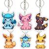 Cartoon Cute Anime Eevee Acrylic Pendant Leafeon Vaporeon Espeon Keychain Backpack Accessories Key Chain Ring for Fans Gifts Toy