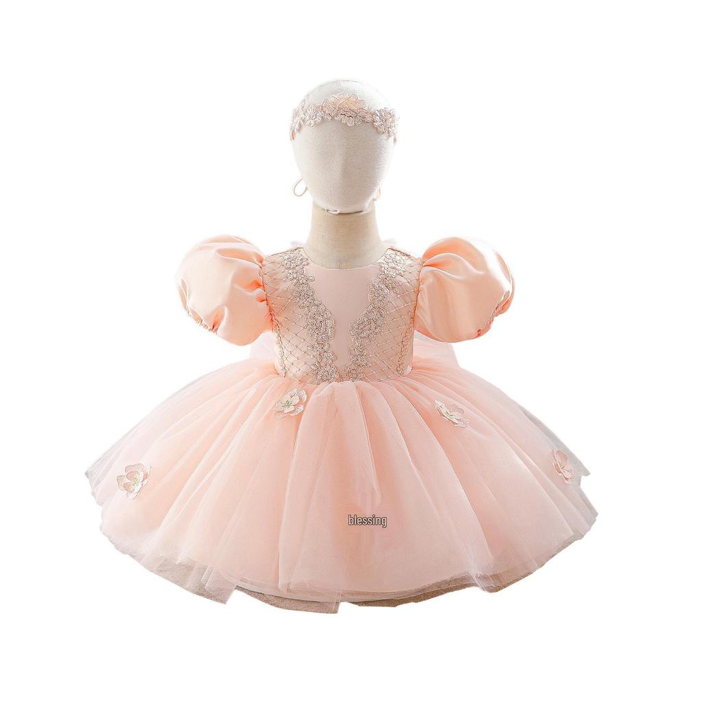 2026 New Style Baby Girl 1st Birthday Princess Dress - Puffy Skirt for Piano Performance