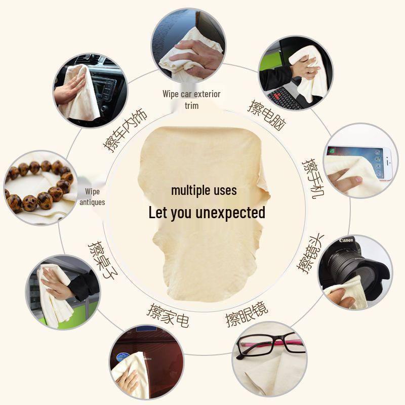 Premium Chamois Leather Car Cleaning Cloth - Ideal for Windows, Streak-Free, Non-Peeling