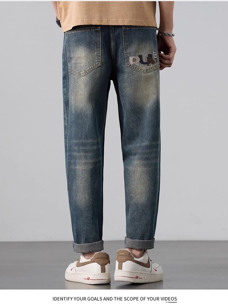 JYL Men s Jeans Fashion Harem Spring New Loose Straight American Crop Denim 36