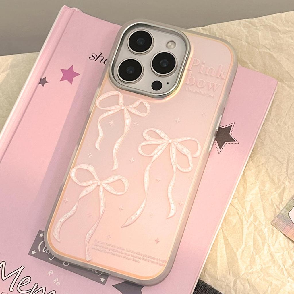 Art Pink Bow Case for iPhone 15 iPhone 16 Pro Max