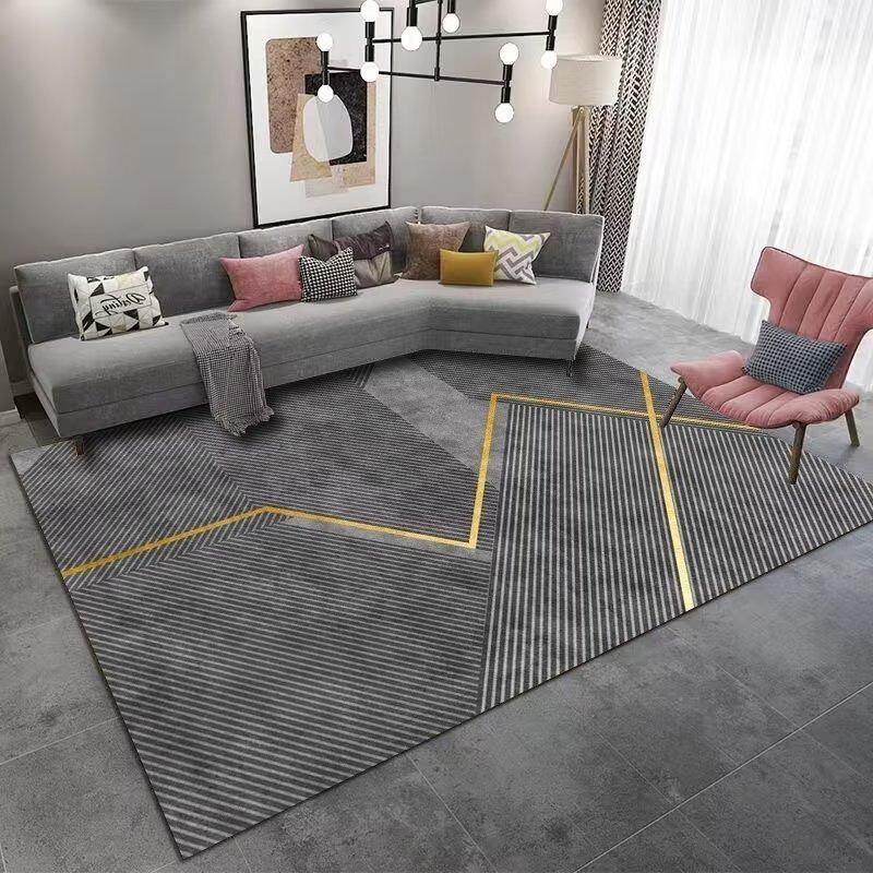 Modern Non-slip Machine Washable Large Living Room Carpet Flannel Grey Colour Home Rugs for Bedroom Luxury Entrance Door Mat