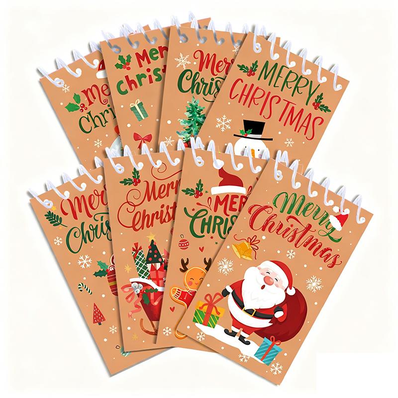 Zestaw 4/8/16 szt. Świąteczny Spiralny Notes Kieszonkowy Przenośny Mini Notes Notes Spiralny Dzienniki Szkolne Upominki na Imprezę Świąteczną