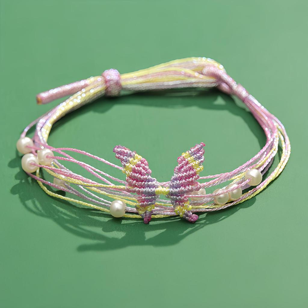 Iridescent Dragon Boat Festival Butterfly Bracelet: Handmade Five-Color Rope for Couples and Best Friends