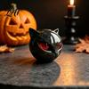 Retro Dark Home Accents Spherical Black Cat Head Ornament Resin Gothic Style Sculpture with Colorful Spooky Shelf Decoration Eyes for Halloween