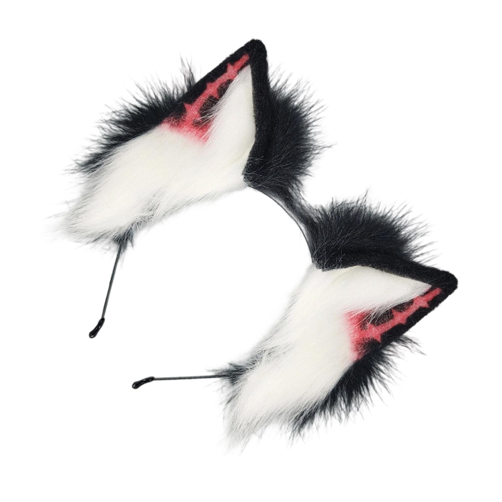 

Unisex Punk Wolf Ear Hairhoop Animal Ear Headwear Anime Event Accessory Plush Headwear for Roleplay Party Dressingup красный