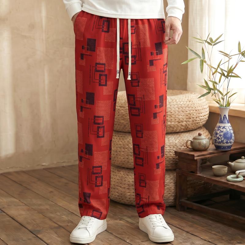 

Men s Plus Size Printed Casual Pants, Elastic Waist Lightweight Loose Trousers (5XL-12XL) 12XL(165kg-175kg) помаранчевий