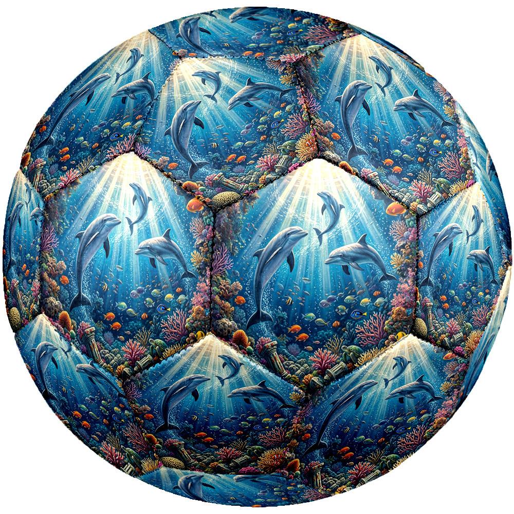1pc Oceanic Dolphins Theme Soccer Ball Football, Size 5, Lightweight PVC, Outdoor Training Soccer Ball,Sports Gift t61422