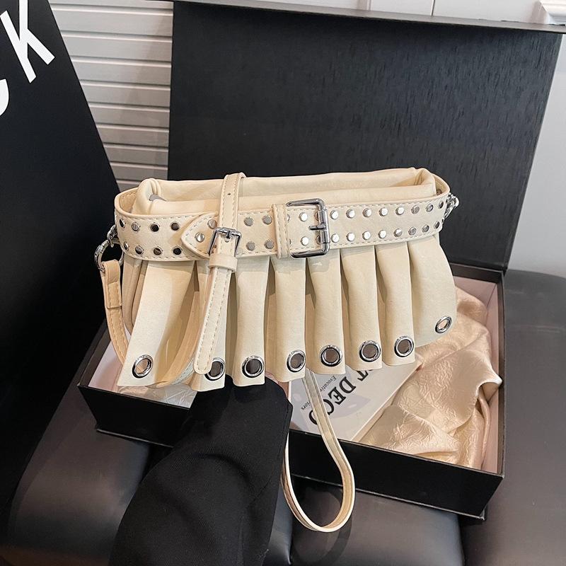 

bags women s bag 2025 new korean version fashion pleated shoulder bag ins internet celebrity trend crossbody armpit bag світло-коричневого кольору