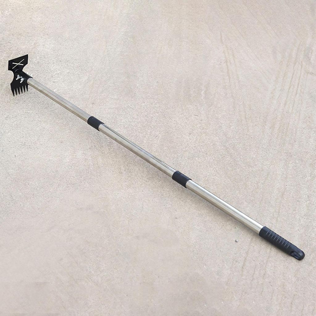 Weed Puller Tool 2 in 1 Manual Hand Rake for Uprooting Driveway Weeding 3 Section Handle