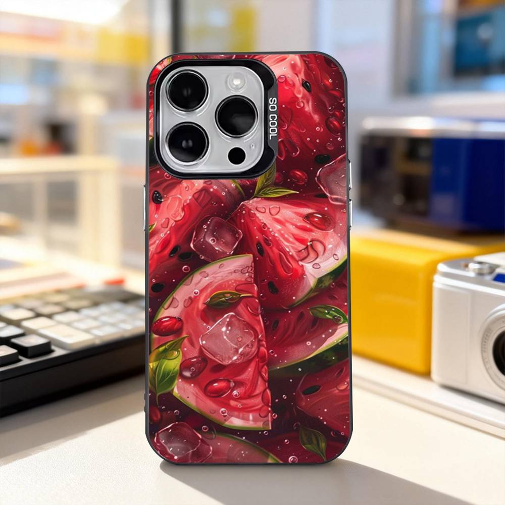 Watermelon Cute Phone Case For iPhone 17,16,15,14,13,12,11,Pro,XS,Max,Plus,Mini,SE4,E IMD Matte Black