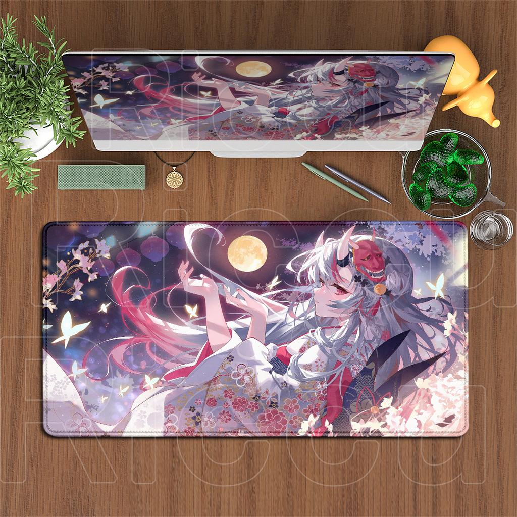 Anime Non-slip Rubber Mouse Pads Large Gamer Desktop Cabinet Carpets Hololive Nakiri Ayame Mauspad Office XXL Gaming Accessories